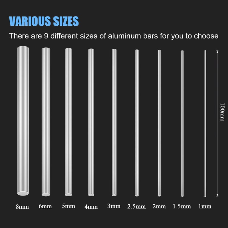 DYWISHKEY 20 Pieces 2.0mm x 100mm Aluminum Rods, Metal Solid Shaft Rods, Lathe Bar Stock for DIY Craft Making - Image 3